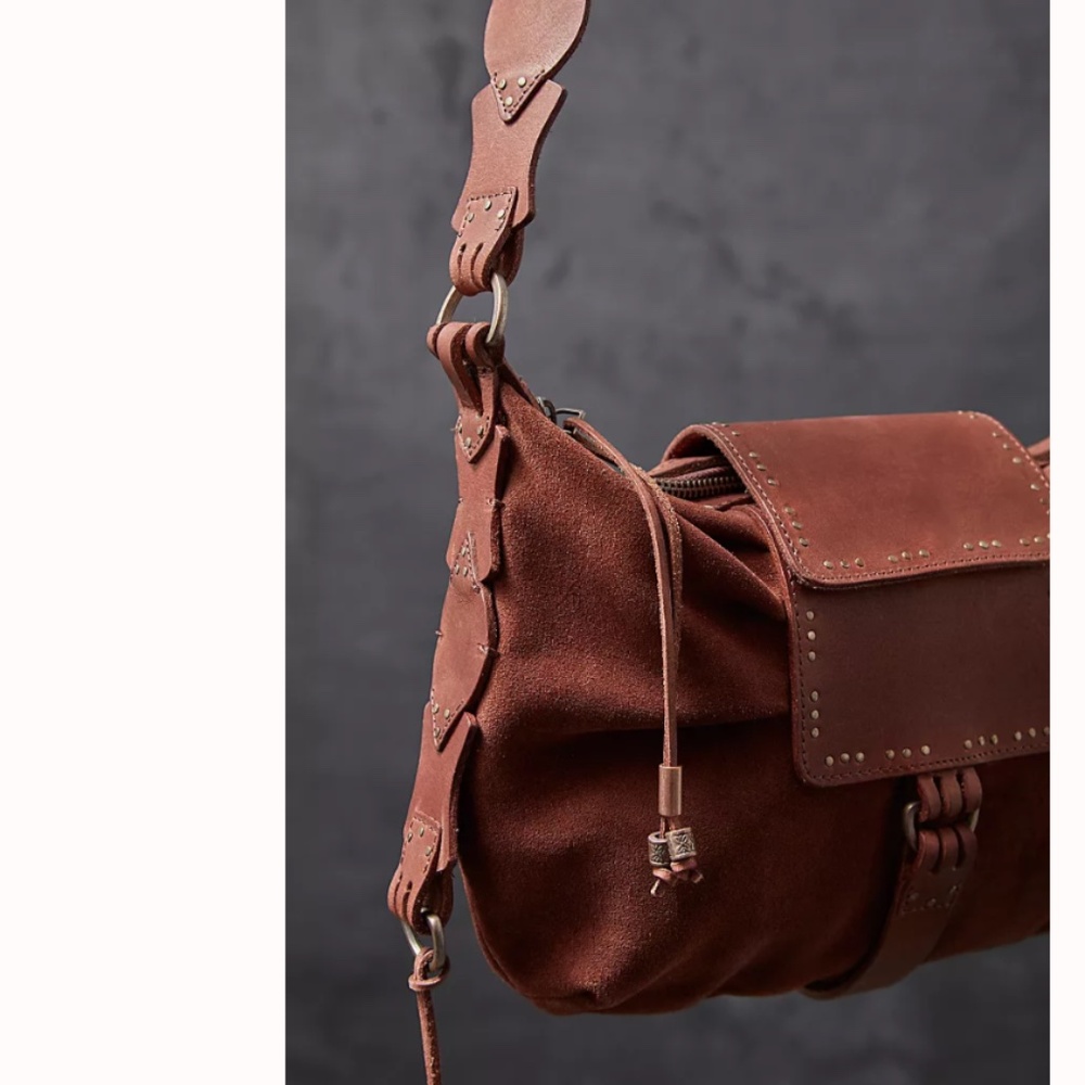 FP We The Free Silvie Studded Sling Bag in Cognac NWT - Picture 3 of 11